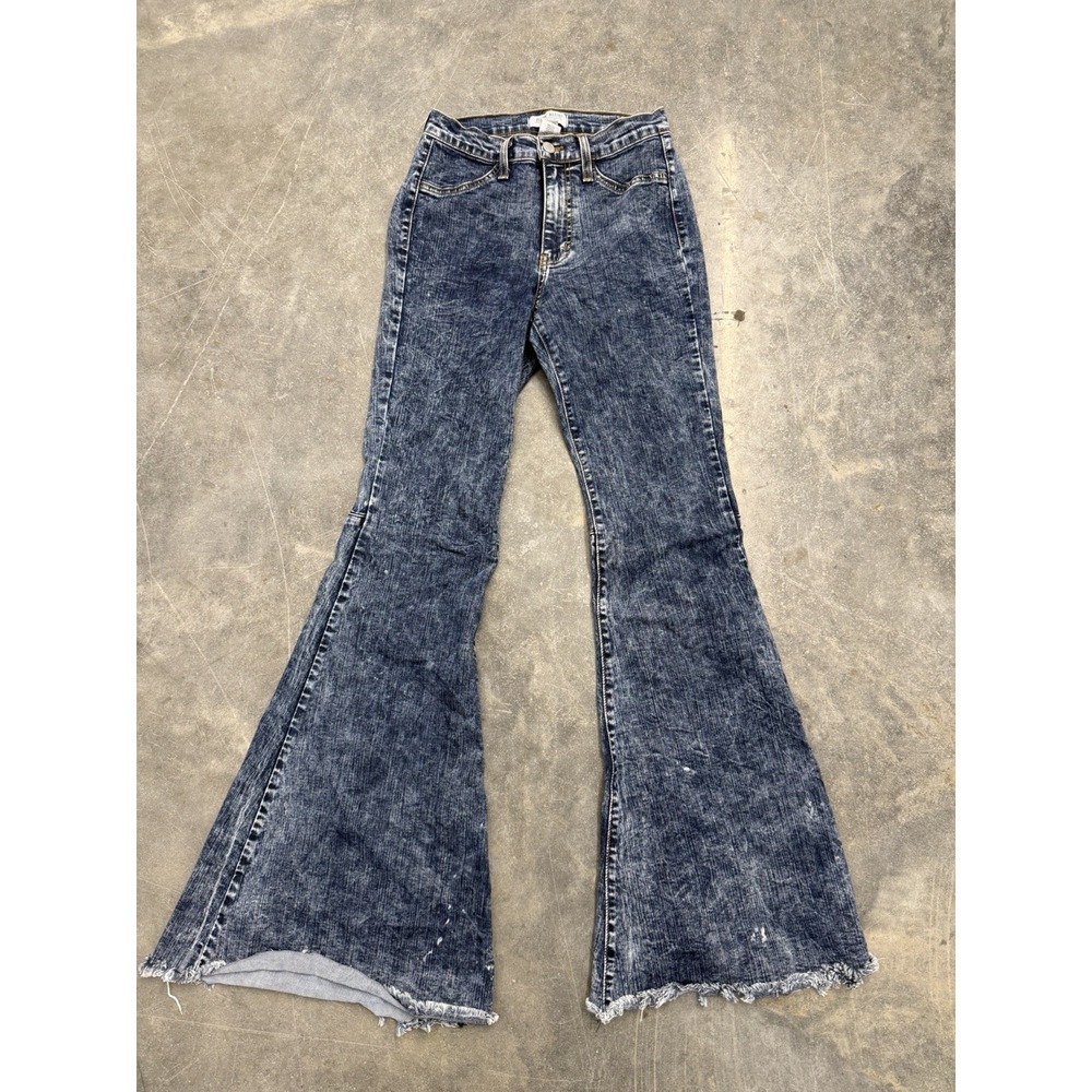 Judy Blue Super Flare Womens Jeans Size 5/27 Frayed Hem‎ High Rise Denim USA